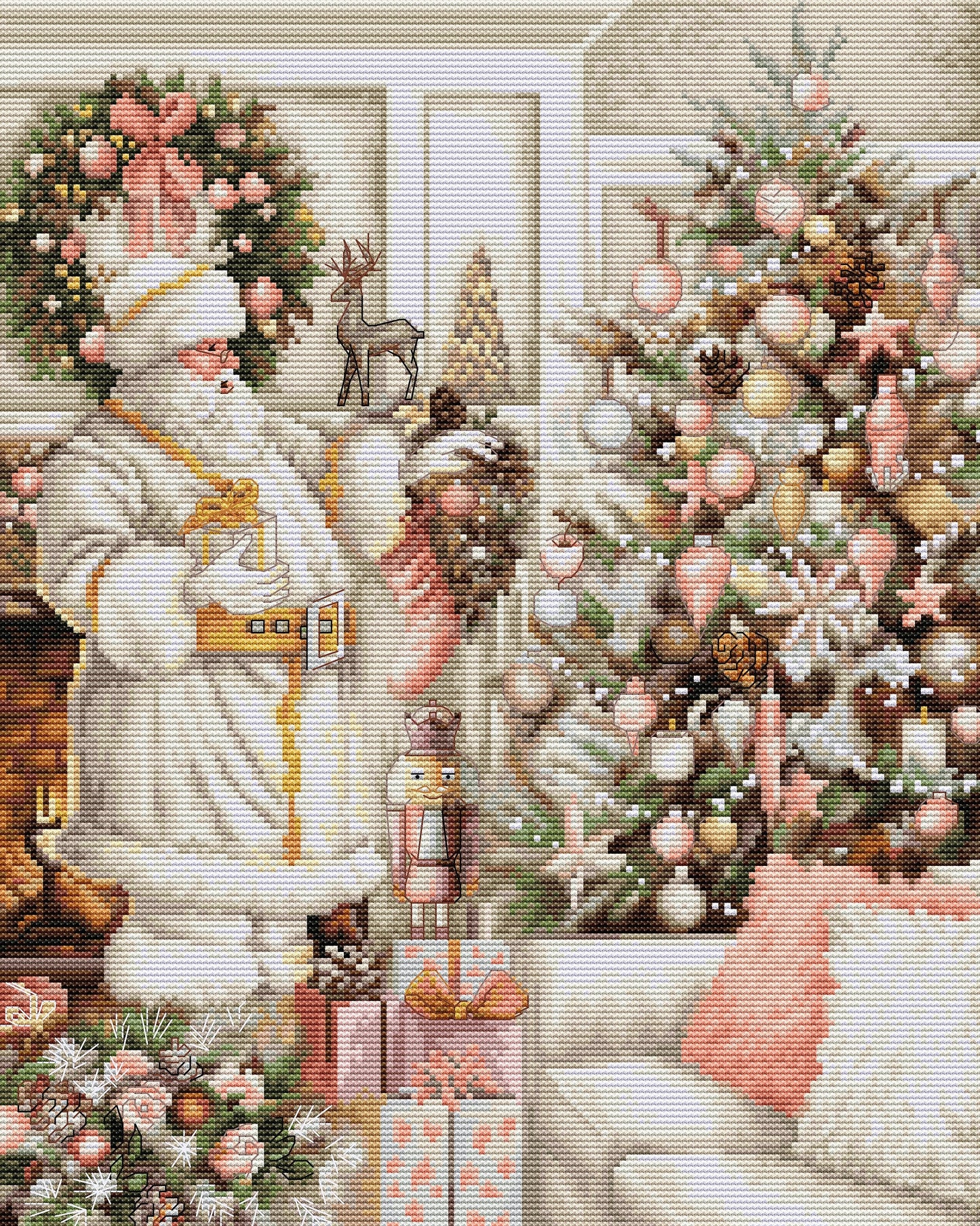 Cross Stitch Kit Luca-S - White Santa With Christmas Tree, BU5019