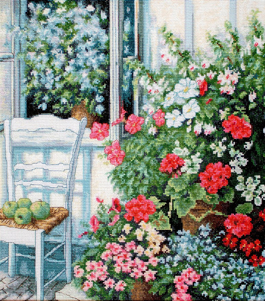 Cross Stitch Kit Luca-S - Terrace with Flowers, BU4017