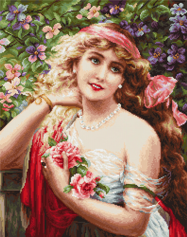 Набор для вышивки крестом Luca-S - Красивая девушка с розами, B549