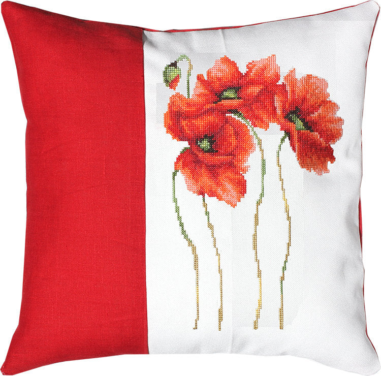 Pillow Kit - Cross Stitch - Poppies, PB121