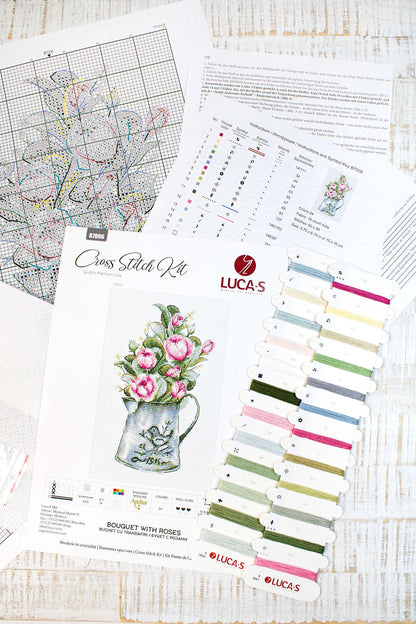 Cross Stitch Kit Luca-S - Bouquet with roses - HobbyJobby