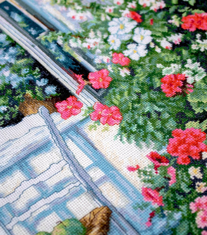Cross Stitch Kit Luca-S - Terrace with Flowers, BU4017