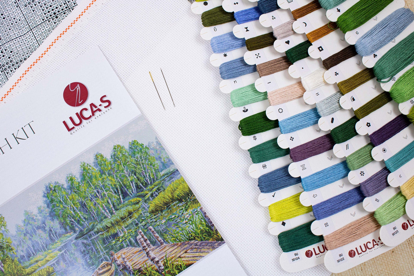 Cross Stitch Kit Luca-S - Birches at the Edge of the Lake, BU5012