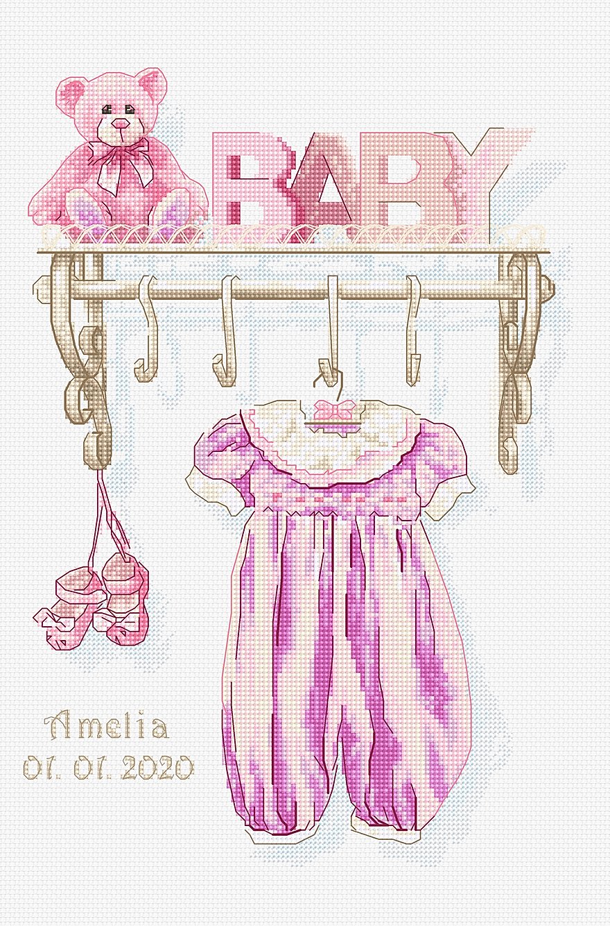 Cross Stitch Luca-S - Baby girl birth, B1175