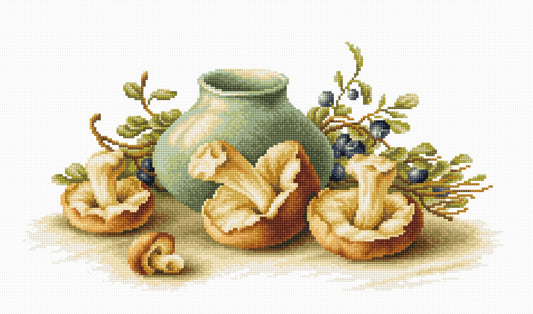 Cross Stitch Kit Luca-S - Still Life with mushrooms - HobbyJobby
