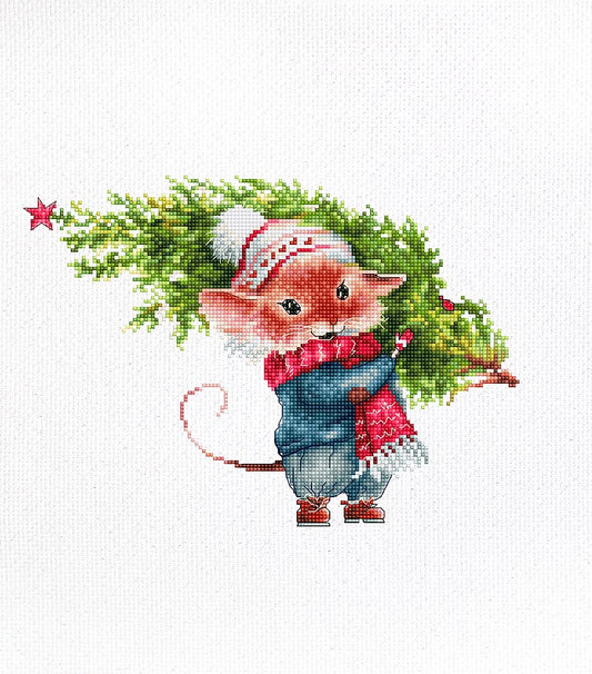 Cross Stitch Kit Luca-S - Mouse with Fir Tree, B1169