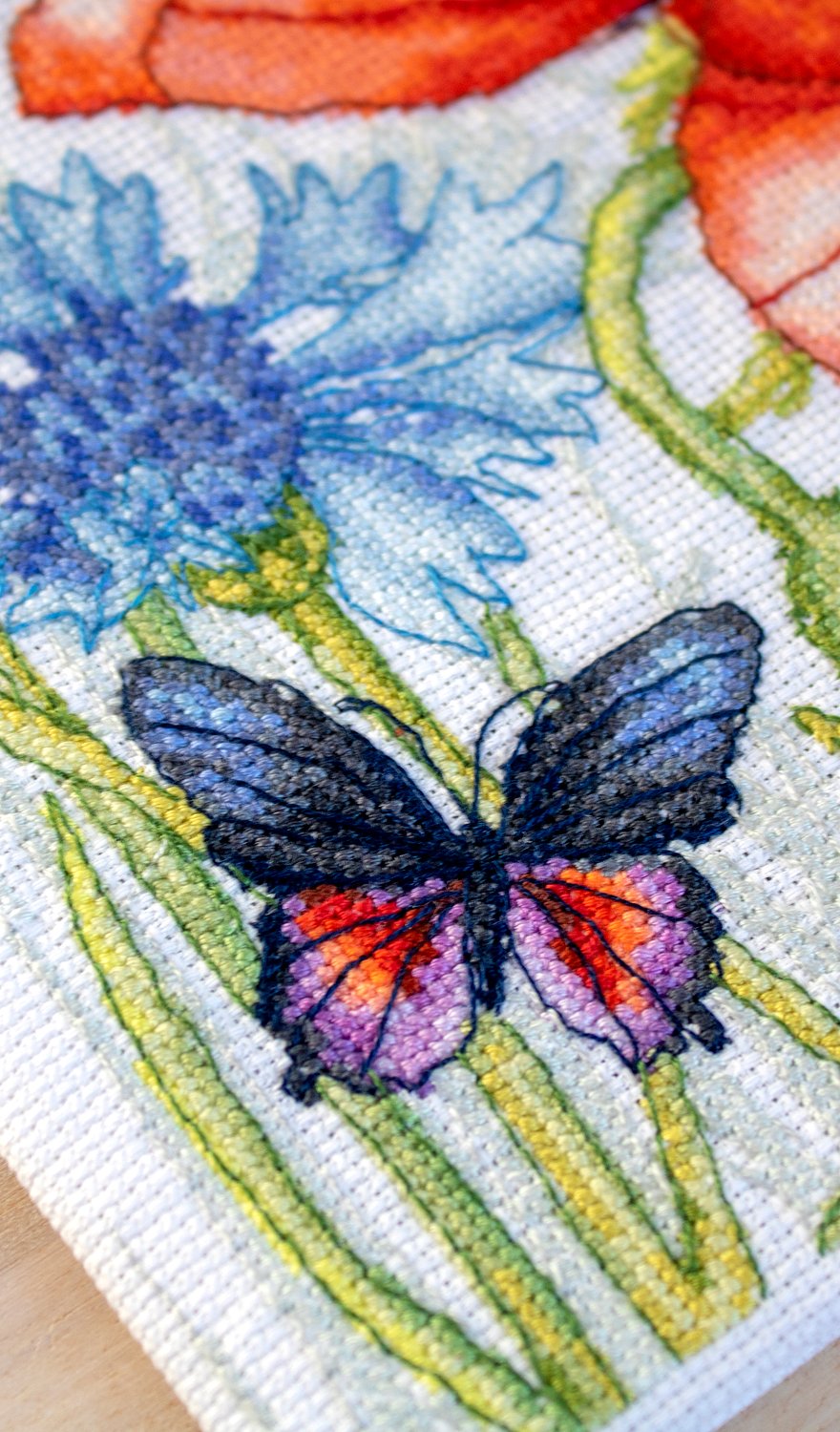 Cross Stitch Kit Luca-S - Poppies and Butterflies, BU4018