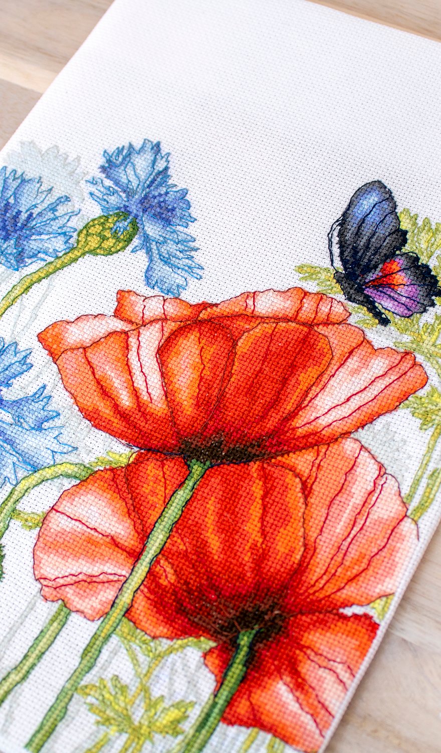 Cross Stitch Kit Luca-S - Poppies and Butterflies, BU4018