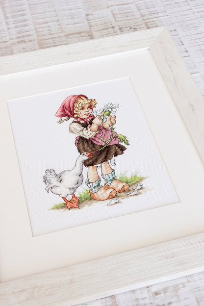 Cross Stitch Kit Luca-S - Girl with the Goose, B1047