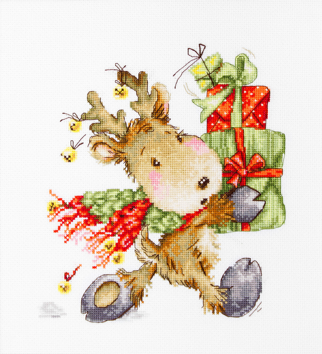 Cross Stitch Kit Luca-S - Deer carrying gifts, B1120