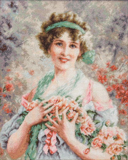 Набор для вышивки крестом Luca-S - Девушка с розами, B553