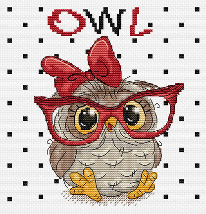 Cross Stitch Kit Luca-S - The Owl With Glasses, B1403