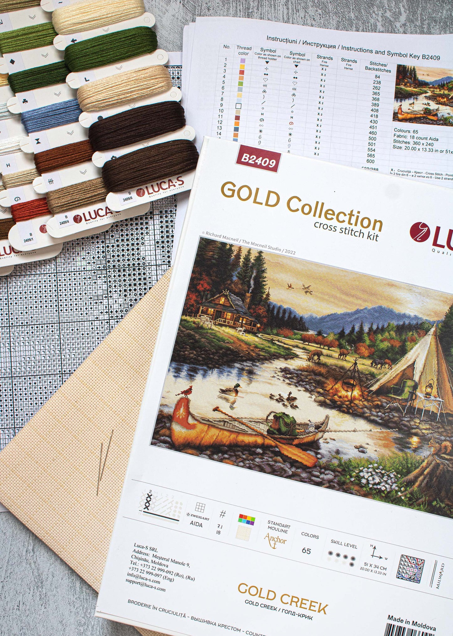 Набор для вышивки крестом Luca-S GOLD - Золотой ручей, B2409