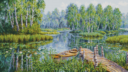 Cross Stitch Pattern Luca-S - Birches at the edge of the lake, P5012